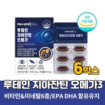 식약처인증 루테인 지아잔틴 복합추출물 오메가3 누테인 류테인 제아잔틴 6종비타민 앤 미네랄 비타민A 결명자 헤마토코쿠스 빌베리 추출물 EPA DHA 함유유지, 30캡슐 X 6개