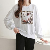 [올리비에클로짓(OLIVIERs CLOSET)] [올리비에스클로젯] 호피배색 라운드 맨투맨