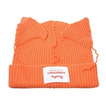 고양이귀비니 니트 모자 cat ear Beanie Ins 슈퍼 핫 귀여운 한국어 고양이 귀 패치 커플 돼지 양모 차가운 패션
