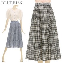 고방체크티어드롱스커트_BKM1SK8131