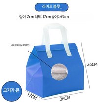 부직포 일회용 디저트 보온백 도시락 100 보냉백 포장, 100라지블루