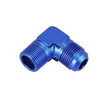 X AUTOHAUX 356891 AUTOHOX AN12 90도 수컷에서 34인치 NPT 수컷 플레어 벌크헤드 피팅 어댑터 커넥터 블루 6061 합금용