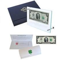 행운의2달러 액자 지폐 개업선물 연말 기념 축하 답례품 선물 인테리어, 2달러유리액자