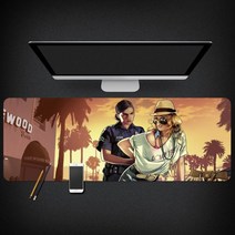 Grand Theft Auto 마우스 패드 GTA5 마우스 패드 대형 컴퓨터 게임 노트북 키보드 마우스 장패드 책상 패드 pc 게임 모바일 게임 캐릭터 마우스패드, 07_400x900mm | 3mm