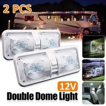 캠핑카 카라반 보트 개조 부품 DIY 용품 부속 rv led 조명 12v 800lm 6000-6500k 천장 고정 장치 트레일러 해양 더블 돔 조명 48 led 램프 자동차, 2개