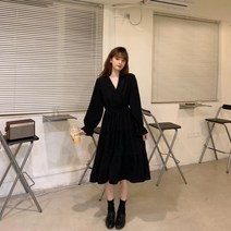 뚱뚱한 여자 배꼽 슬리밍 원피스 여성 봄 가을 허리 포옹 나이 감소 프랑스
