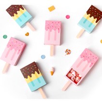 생일답례품 할로윈 선물포장 아이스크림 포장지 3SET, 블루