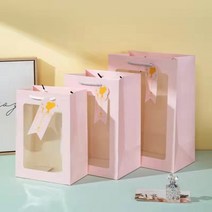 싸바리박스 돈선물포장 단상자 생일 파티를위한 5pcs 가방 상자 결혼식 크리스마스 새해 호의 쿠키 스낵 장식, 분홍색, 25x15x35cm