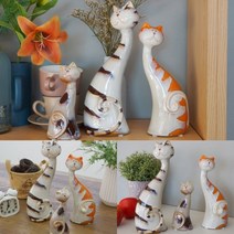 길죽 고양이 가족 3P 집들이선물 고양이인테리어 고양이모형 이사집선물 식당개업선물 고양이장식 고양이인테리