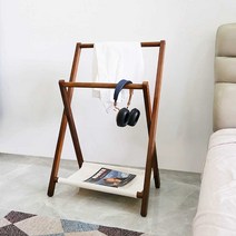 원목행거 선반 원룸 옷방 인테리어 벽 선반 코트랙 옷, 긴)대형 월넛  85  49  147