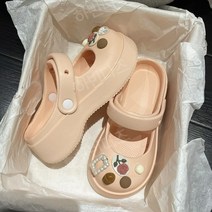연보라 메리제인 슬리퍼 키높이 통굽 슈즈 여름 여성 고무 샌들 악세사리 세트