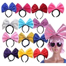 왕 리본 머리띠 점보 빅 헤어밴드 반짝이 파티 소품, 뉴빅_로즈