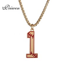 남성용 아랍어 숫자 0-9 펜던트 목걸이 스테인레스 스틸 야구 매력 체인 초커 농구 디지털 목걸이 쥬얼리 선물, 없음, 검은색, 60cm