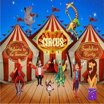 실내 늘보 포항맘 소워니 놀이터 레드 서커스 사진 배경 놀이 공원 텐트 스트라투스 카니발 회전 목마 아이 생일 파티 배너, 151.Silkwarpoy120X80cm  11