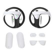 Singhai PS VR2 Sense 컨트롤러용 보호 패드 미끄럼 방지 조작 향상 방한 내마모성 실리콘 패드 PS VR2 적용 게임 패드 그립 보호 패드 PlayStation VR2 Sense 컨트롤러 대응 액세서리(LR1 세트·화이트)