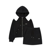 널디 우먼스 오픈 숄더 후디 세트 블랙
