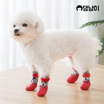 [댕냥이] 강아지 산책용품 방수 양말슈즈, 양말슈즈 레드 M, 단품