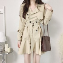 카라 더블버튼 벨트 머메이드 바바리 트렌치 자켓 원피스