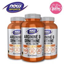 나우푸드 Now Food 아르기닌 & 오르니틴 500 mg 250 캡슐, 3개, 3병
