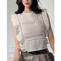 디앙뜨 프릴 민소매 레이스블라우스