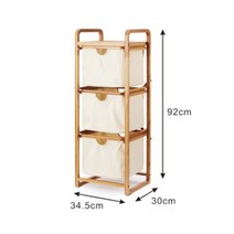 우드 햄퍼 3단빨래바구니 원목 빨래바구니 런드리백, 3단 우드 좁은 랙