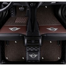 BMW 미니쿠퍼 발매트 바닥 운전석 조수석 미니쿠페 컨트리맨 클럽맨 코일매트 F55 56, 체크 블랙카페 이중