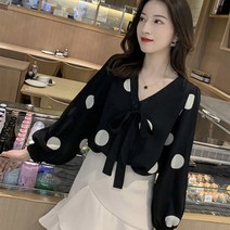 아이버리아여성 여름 가을 캐주얼 도트 땡땡이 블라우스