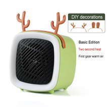 무선 히팅건 힛툴 소형 열풍기 학생 선물 히터 미니 전기 히터 사무실 홈 데스크탑 팬 난방 따뜻한 공기 송풍기 휴대용 만화 귀여운 히터, 기본-녹색, 에게