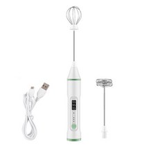 밀크 프로더2거품기 믹서기 USB 충전식 메이커 커피 라떼 카푸치노 핫 초콜릿 내구성 전기 우유, 하얀색