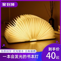 구매대행 특이한무드등 8bi 빛나는 책 빛 수면 밤 침실 침대 옆 기능, 큰 사각형 가죽 갈색 화려한 빛 (글자에