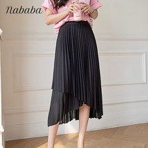 나바바 NS241 여성 크로스 플리츠 밴딩 스커트