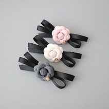 카멜리아 코사지 리본헤어핀 동백꽃 핸드메이드핀