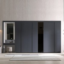 장인가구 단테 모던 미러 화장대 파우더 붙박이장 15cm, 화이트/실버