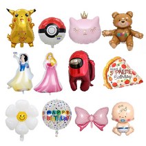 은박 풍선 동물 캐릭터친구들 생일파티용품 피카츄 토끼 베어 미키마우스 생일풍선, 레인보우생일풍선