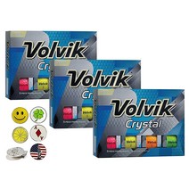 Volvik 크리스탈 프리미엄 레벨 3피스 컬러 골프공 3다스 (공 36개) 다양한 색상 4416563865, 3 Dozen + 5 Markers, Assorted, 어울리는