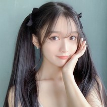양갈래 가발, 1 건, 내추럴 블랙55cm