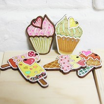 플레이우드 아이스크림 (양면) 우드스티커 반제품 데코 장식 소품 인테리어, 1.아이스크림 바-B03-0005