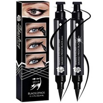 애교살라이너 아이펜슬 철벽녀 안번지는 번지지않는 음영 안지워지는아이라이너 SHARLOVY Winged Eyeliner Stamp2 퍼펙트 윙용 아이라이너 펜 고양이 눈 스탬프 방수, 10MM, 블랙-2팩