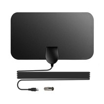 dmb안테나 고이득 HD TV DTV 박스 디지털 안테나 부스터 VHF UHF 플랫 디자인용 액티브 실내 에어리얼 150 마일 4K 28dBi, 1.Black