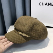 HXT 여성 무지 헌팅캡 팔각모 벨트 포인트 뉴스보이캡 겨울 베레모 빵모자, 코코아