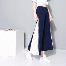 [EAM] 2021 봄 높은 허리 블루 사이드 PLEATED 분할