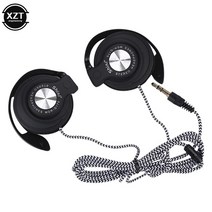 귀에거는이어폰 귀걸이이어폰 3.5mm 유선 헤드폰 hifi 중저음 헤드셋 오버 이어 조절 가능한 이어 후크 전화 용 음악, 검은색