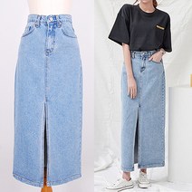 여자는쇼핑 TD-앞트임롱롱청치마 거의발목 앞트임 데님 롱스커트