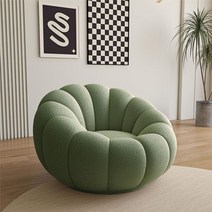 모던 구름 소파 원룸 소파 조약돌 낮은 푹신한 카페 라운지 인테리어 패브릭 클라우드 디자인, 연두색(스웨이드)360°회전베이스