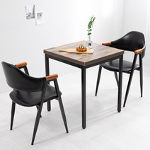 클래식S 올리브 2인 식탁 테이블 세트, 클래식S 600사각+올리브블랙_1개+올리브브라운_1개