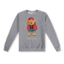 여성 후리스 후드집업 BLINGPAW 테디 베어 Hellow 겨울 편지 인쇄 남여 Crewneck 스웨터 헤비 블렌드 크루 넥 긴 소매 가을 옷