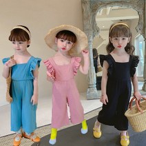 루라줌) 아기 유아 아동 어린이 키즈 돌아기 여아 외출복 스퀘어 반전 리본 민소매 나시 여름 린넨 점프수트 올인원 슈트 올인원 어린이집 등원룩 북유럽풍 휴가 바캉스룩 물놀이