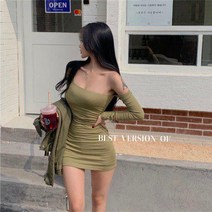 글로벌히스 아미그린 블랙 유니크 트임 슬림 타이트 미니 원피스 봄 여름 휴가 비치 바캉스 해변 여자 여성 캐주얼 심플 빈티지 GH70-341