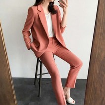 세미 스판 정장 자켓 바지 수트 투피스 세트