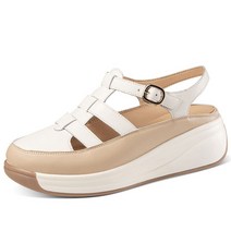 통굽 웨지힐 웨지 샌들 여름 키높이 구두 하이힐 워커 브랜드 깨진 코드 특별 가격 두꺼운 밑창 Baotou 샌들 여성 2023 여름 새로운 배색 중공 웨지 플랫폼 신발